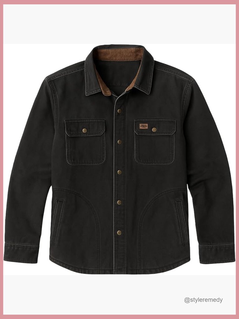 Men's Waxed Cotton Flannel Lined Shirt Jacket